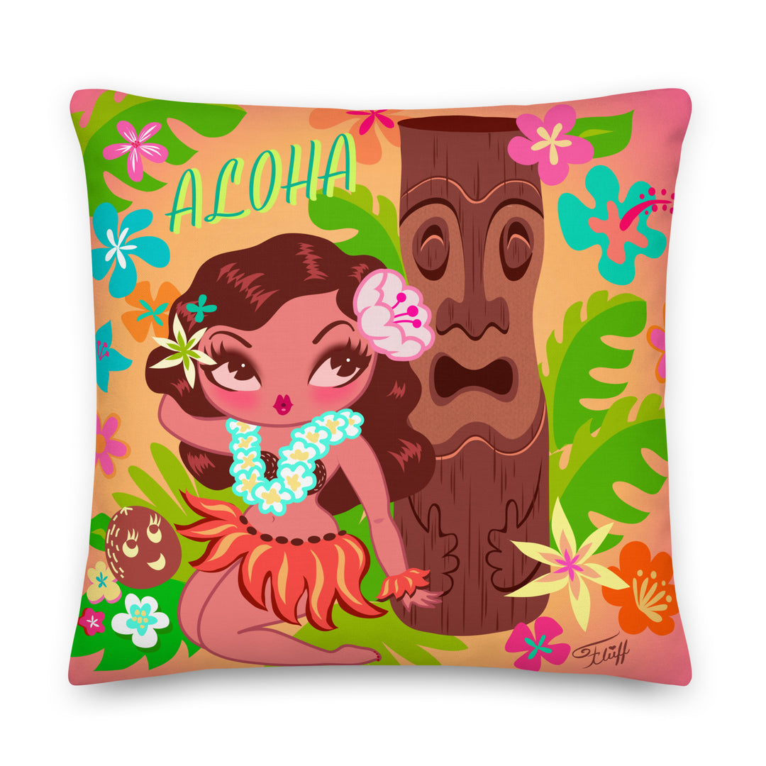 Hula Cutie with Tiki • Decor Pillow