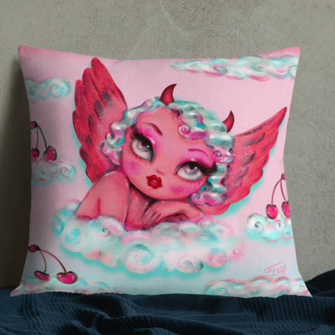 Angel and Devil Cherub • Throw Pillow