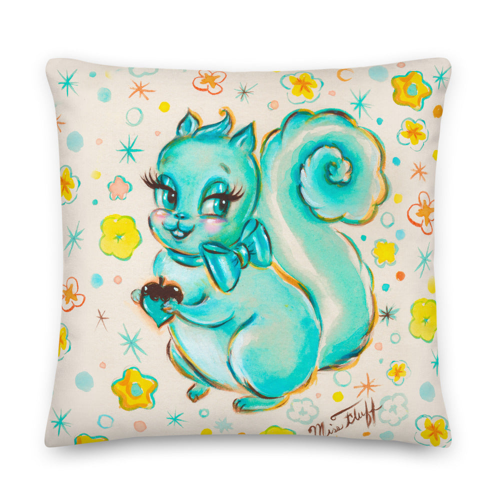 Cute Teal Squirrel • Throw Pillow