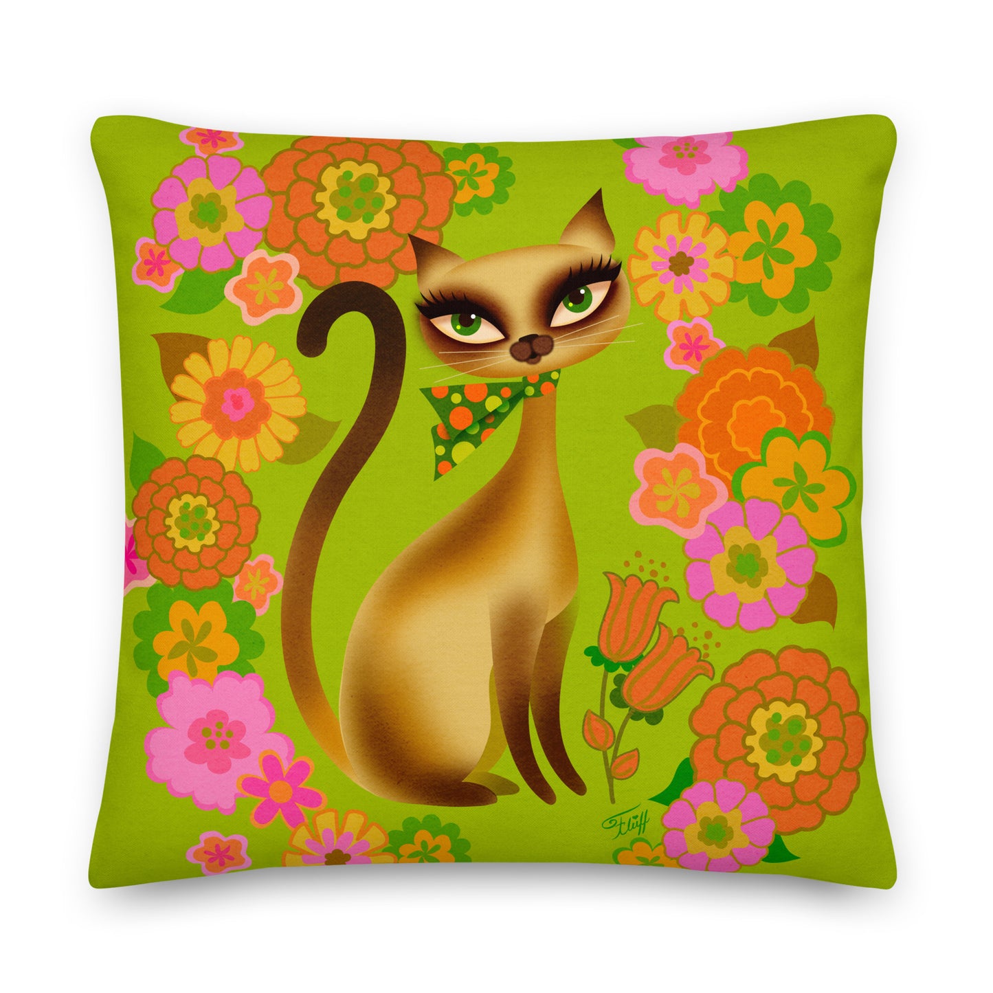 Siamese Flower Kitty• Decor Pillow