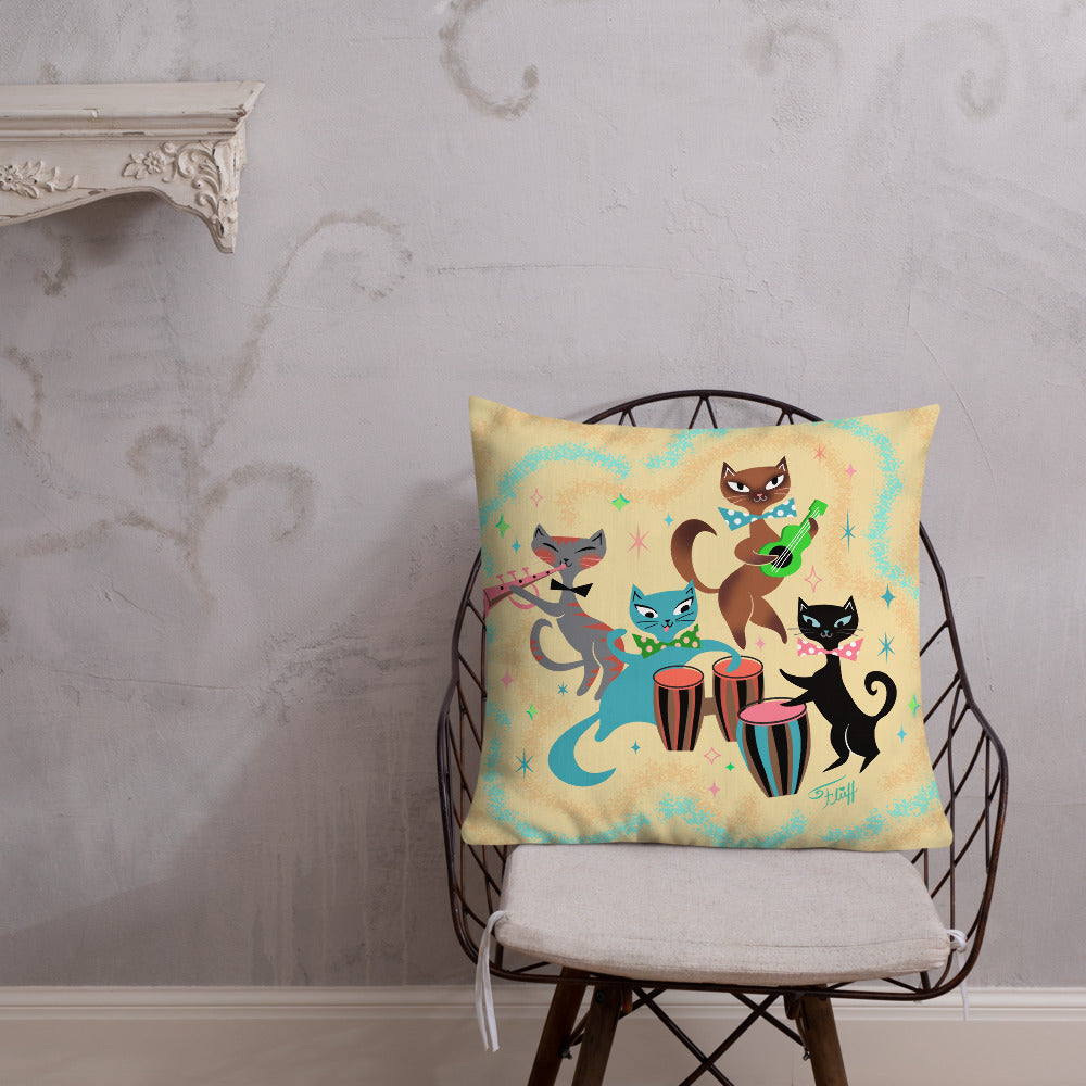 Mambo Kitties Band • Throw Pillow