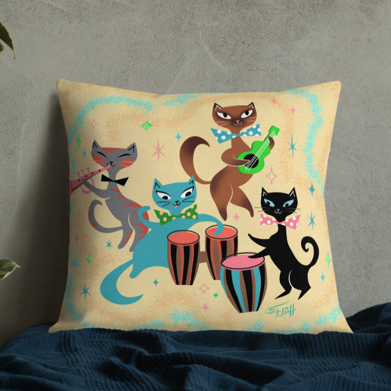 Mambo Kitties Band • Throw Pillow