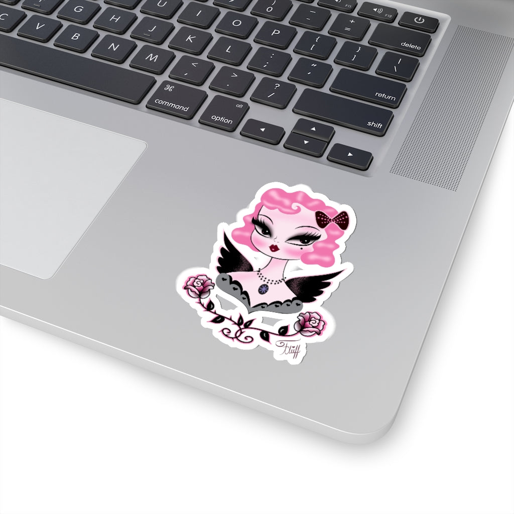 Pink Hair Dolly Angel • Kiss-Cut Sticker