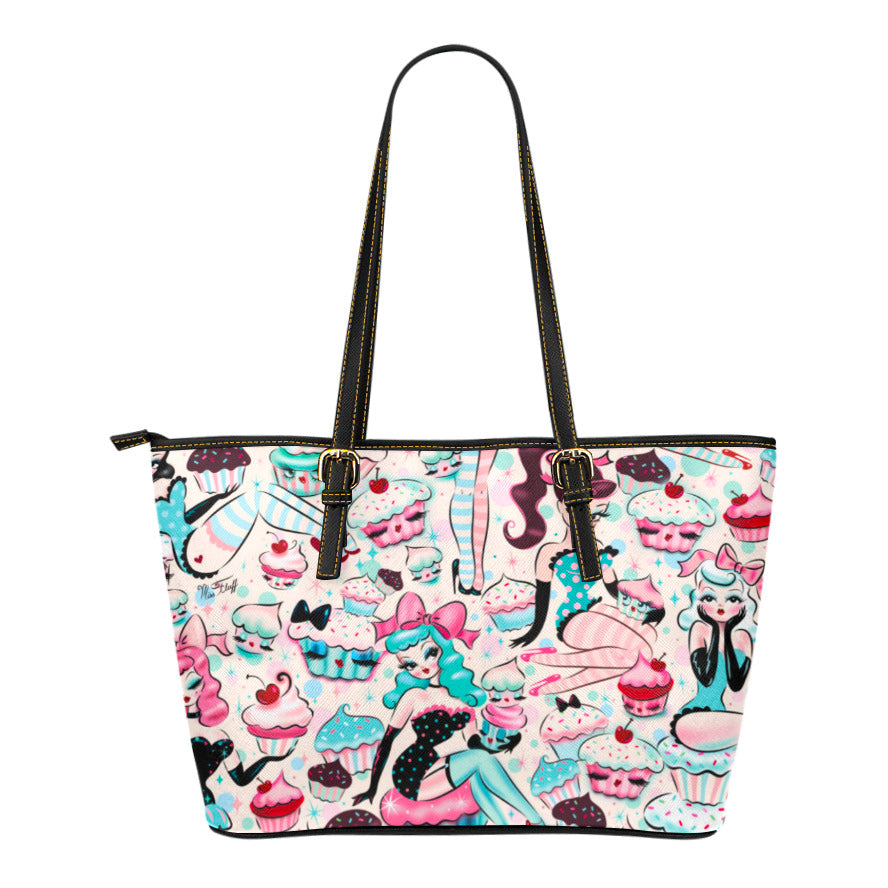 Cupcake Dolls • Black Trim • Faux Leather Tote Purse