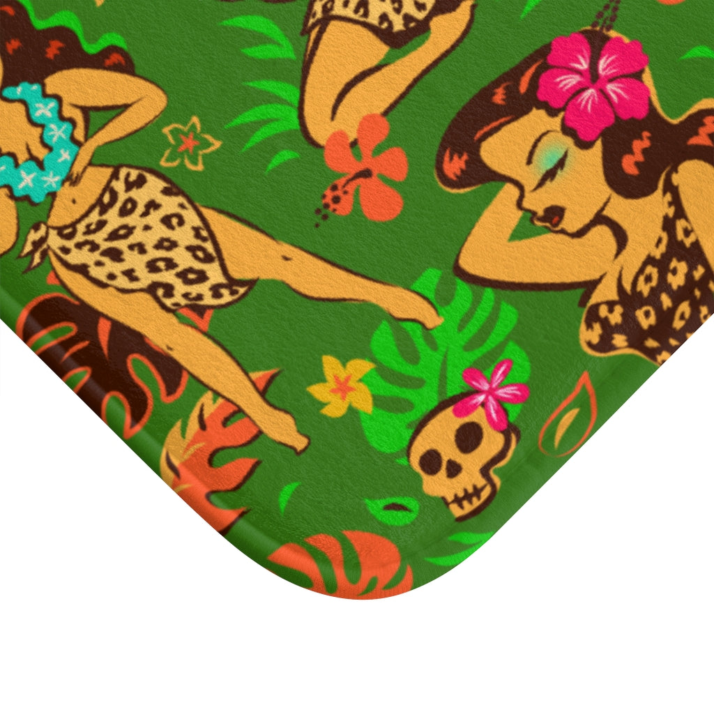 Tiki Temptress on Green • Bath Mat