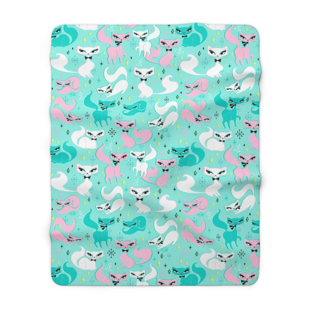 Swanky Kittens on Mint • Sherpa Fleece Blanket