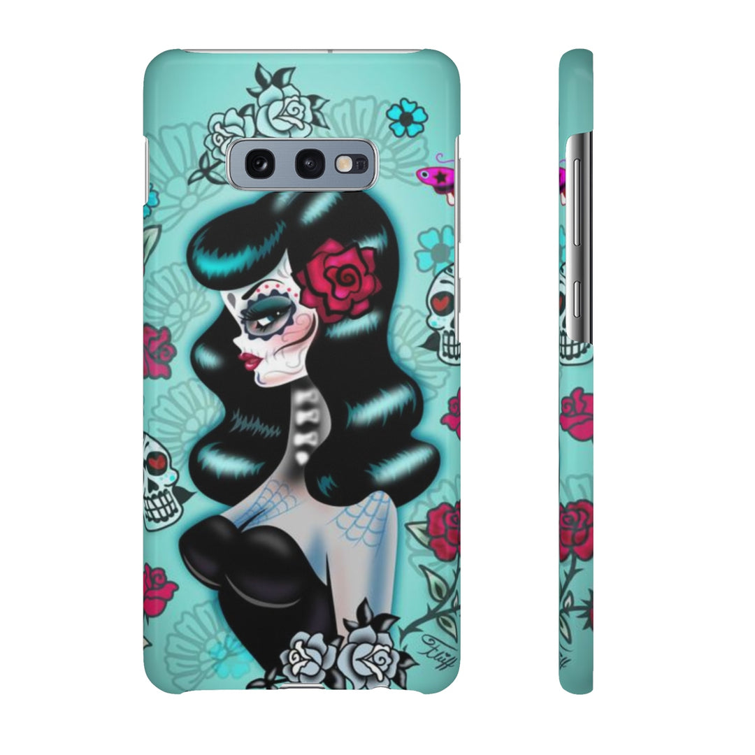 Raven Haired Day of the Dead Sugar Skull Pinup • Samsung Galaxy Phone Case