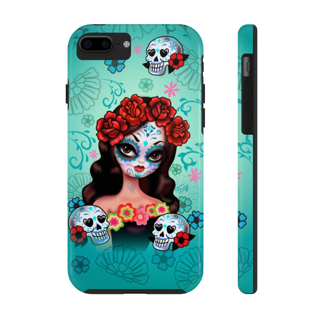 Sugar Skull Girl with Roses • Phone Case