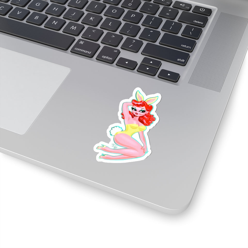 Redhead Bunny Girl • Kiss-Cut Sticker