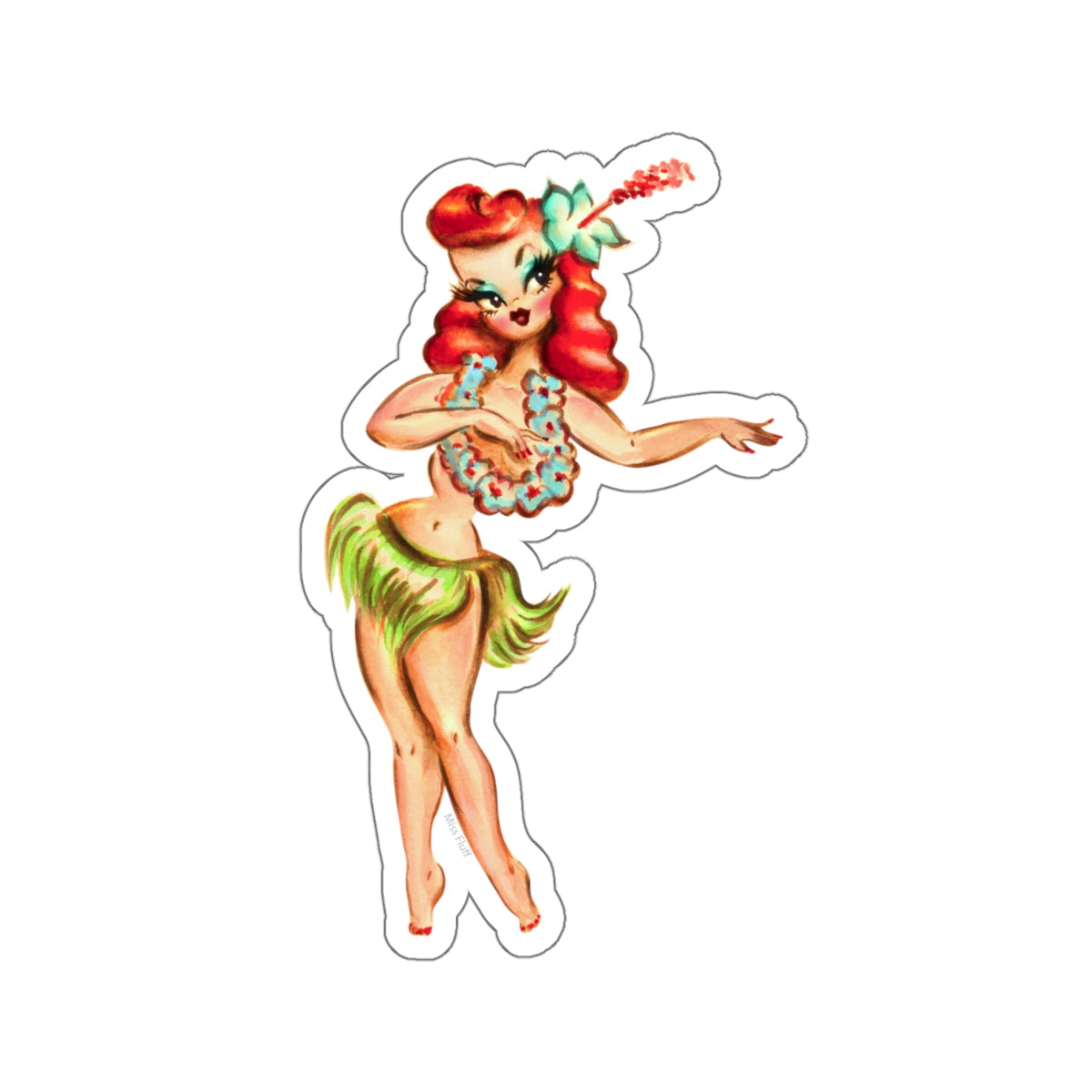 Redhead Hula Girl • Kiss-Cut Sticker