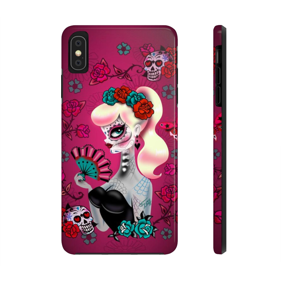 Blonde Sugar Skull Pinup Girl • Phone Case