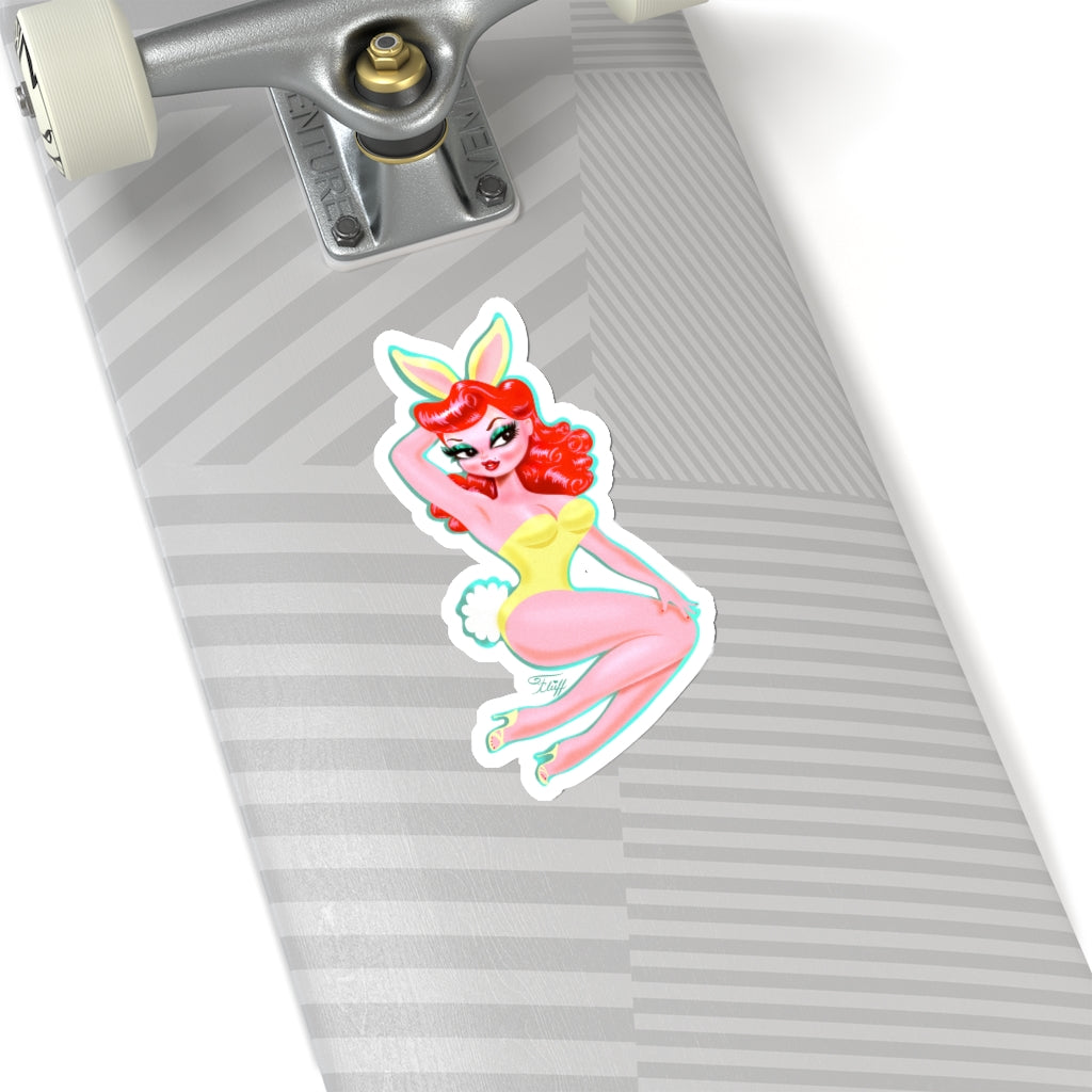 Redhead Bunny Girl • Kiss-Cut Sticker