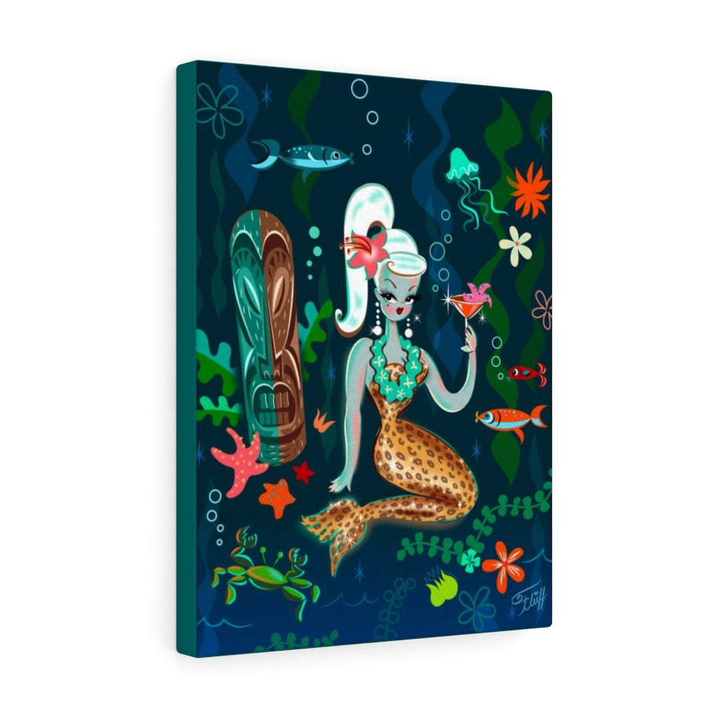 Blonde Leopard Martini Mermaid • Canvas Gallery Wrap