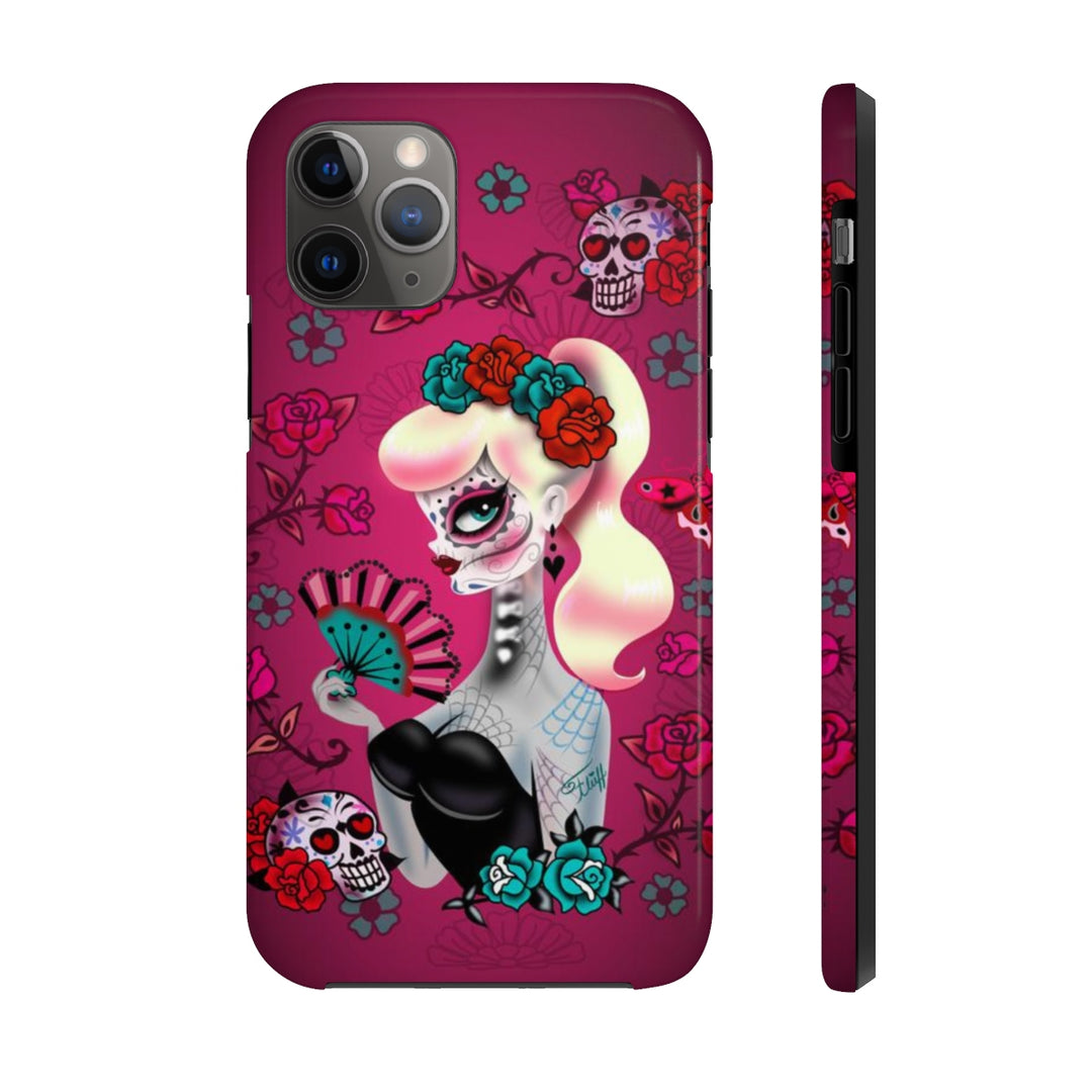 Blonde Sugar Skull Pinup Girl • Phone Case