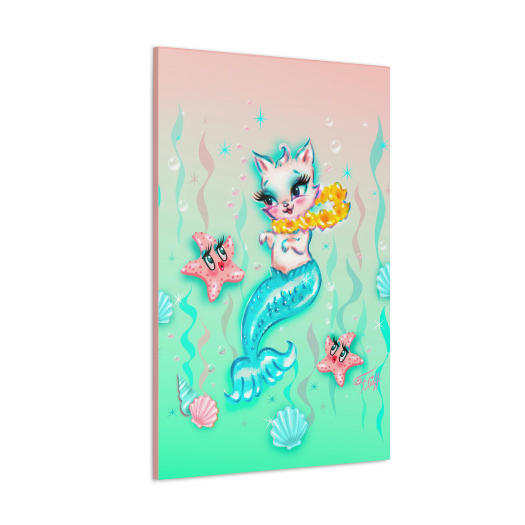 Merkitten with Lei and Starfish • Canvas Gallery Wrap