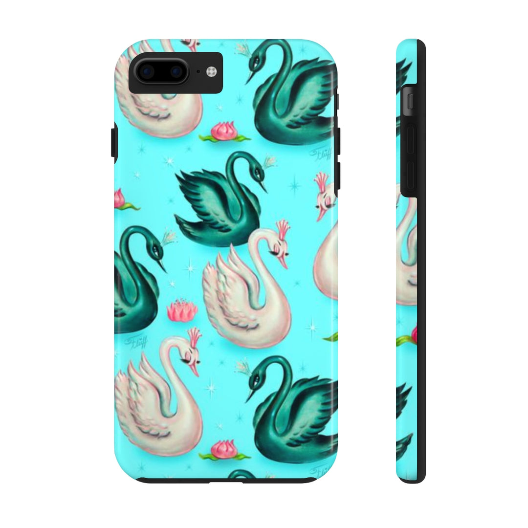 Swans with Tiaras on Aqua • Tough Phone Cases