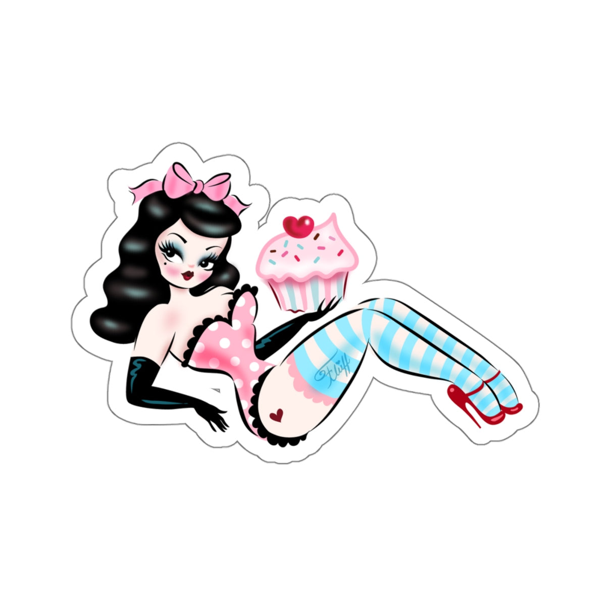 Cupcake Doll with Raven Hair • Kiss-Cut Sticker
