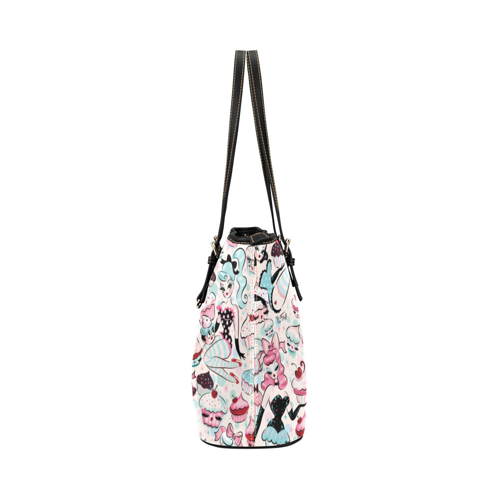 Cupcake Dolls • Black Trim • Faux Leather Tote Purse