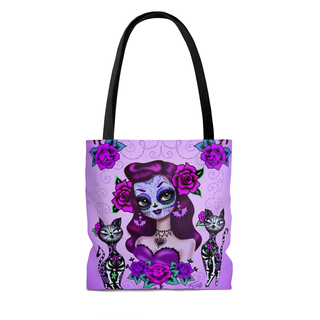 Purple Sugar Skull Girl • Tote Bag