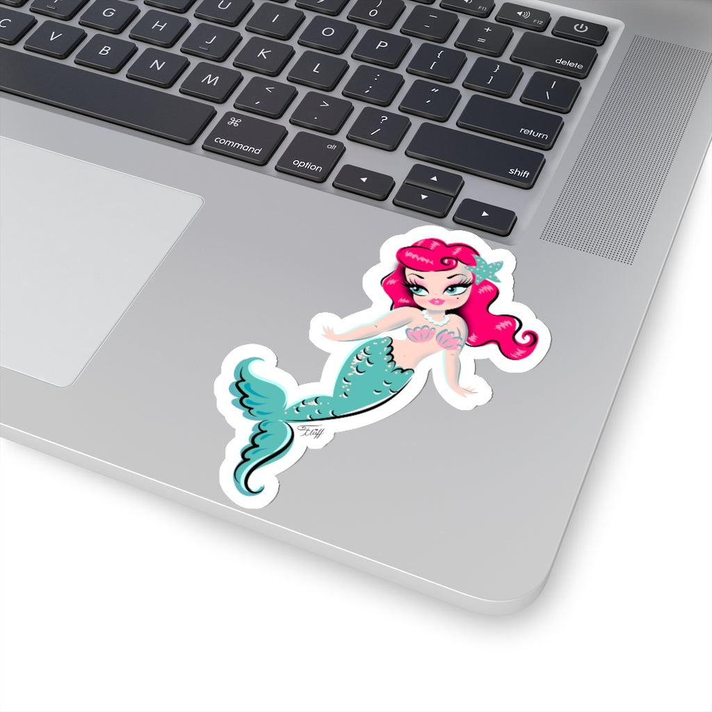 Baby Doll Mermaid with Cherry Red Hair • Kiss-Cut Sticker