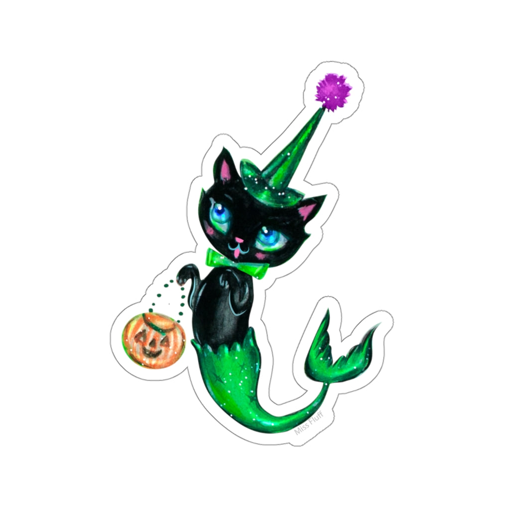 Mermaid Kitten Witch • Kiss-Cut Sticker