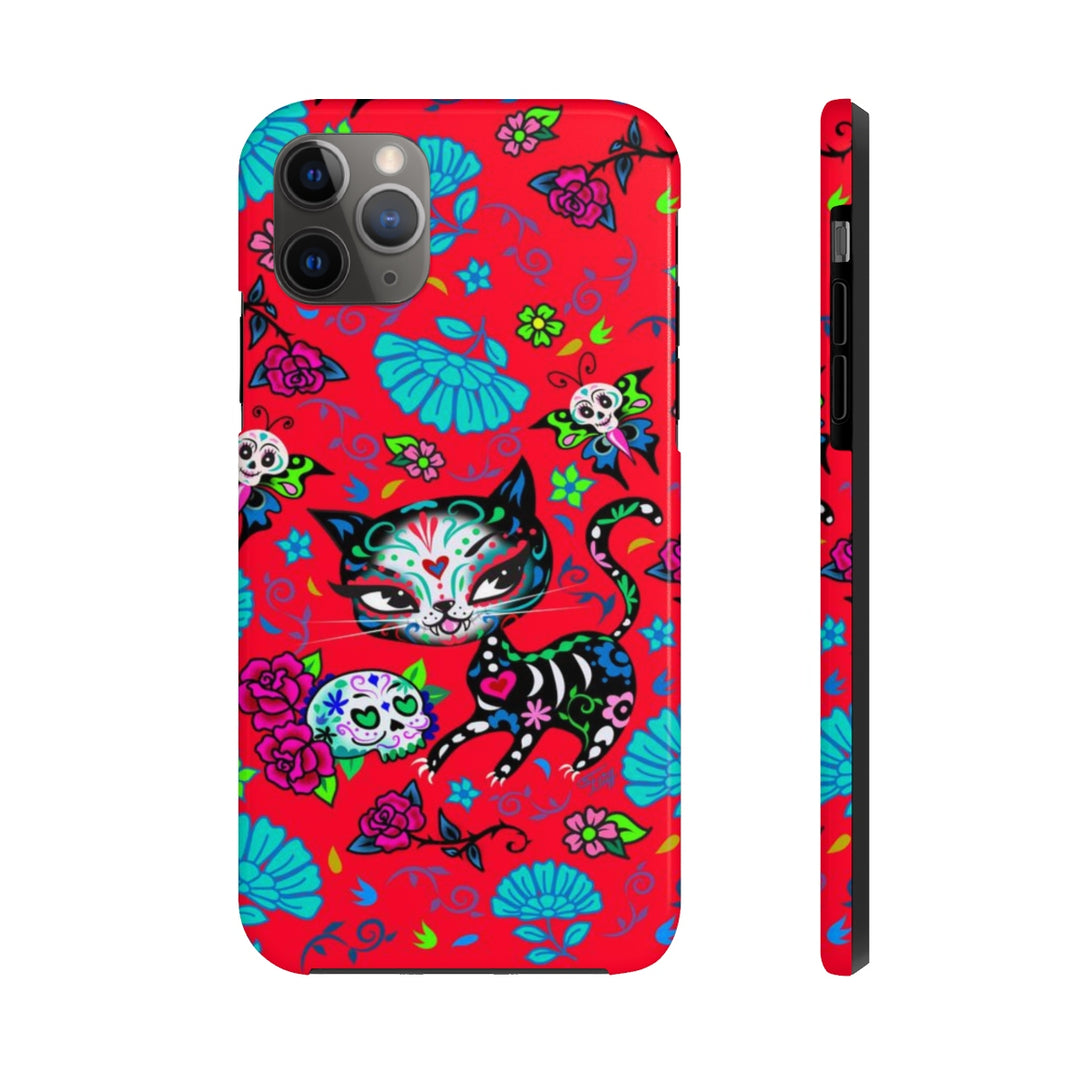 Sugar Skull Kitty on Red • Phone Case