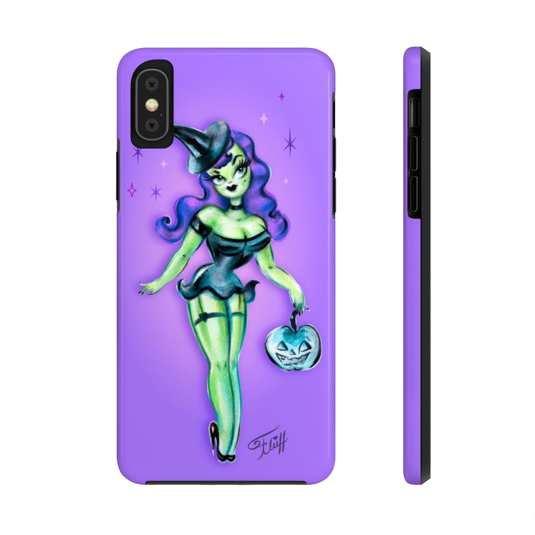 Pinup Witch with Jack-o'-lantern • Phone Case