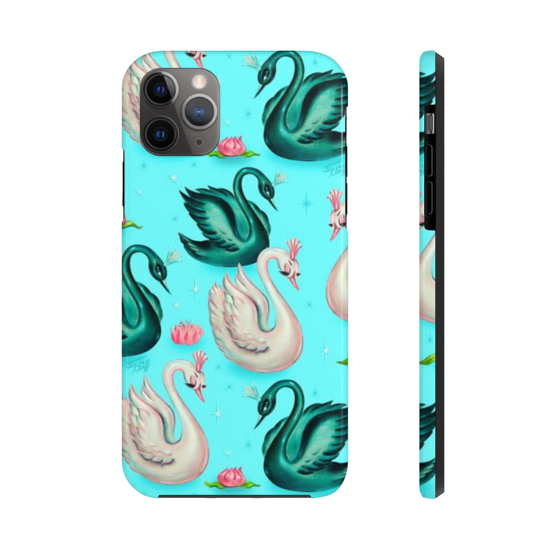 Swans with Tiaras on Aqua • Tough Phone Cases