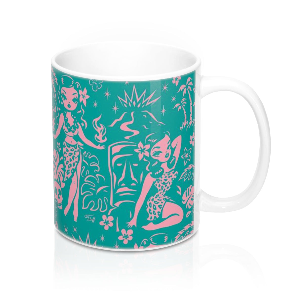 Tiki Temptress - Aqua and Pink • Mug 11oz