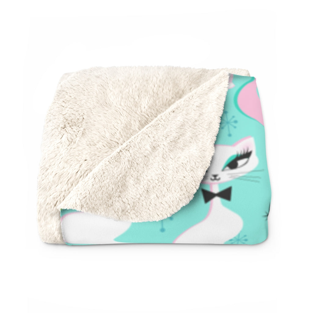 Swanky Kittens on Mint • Sherpa Fleece Blanket