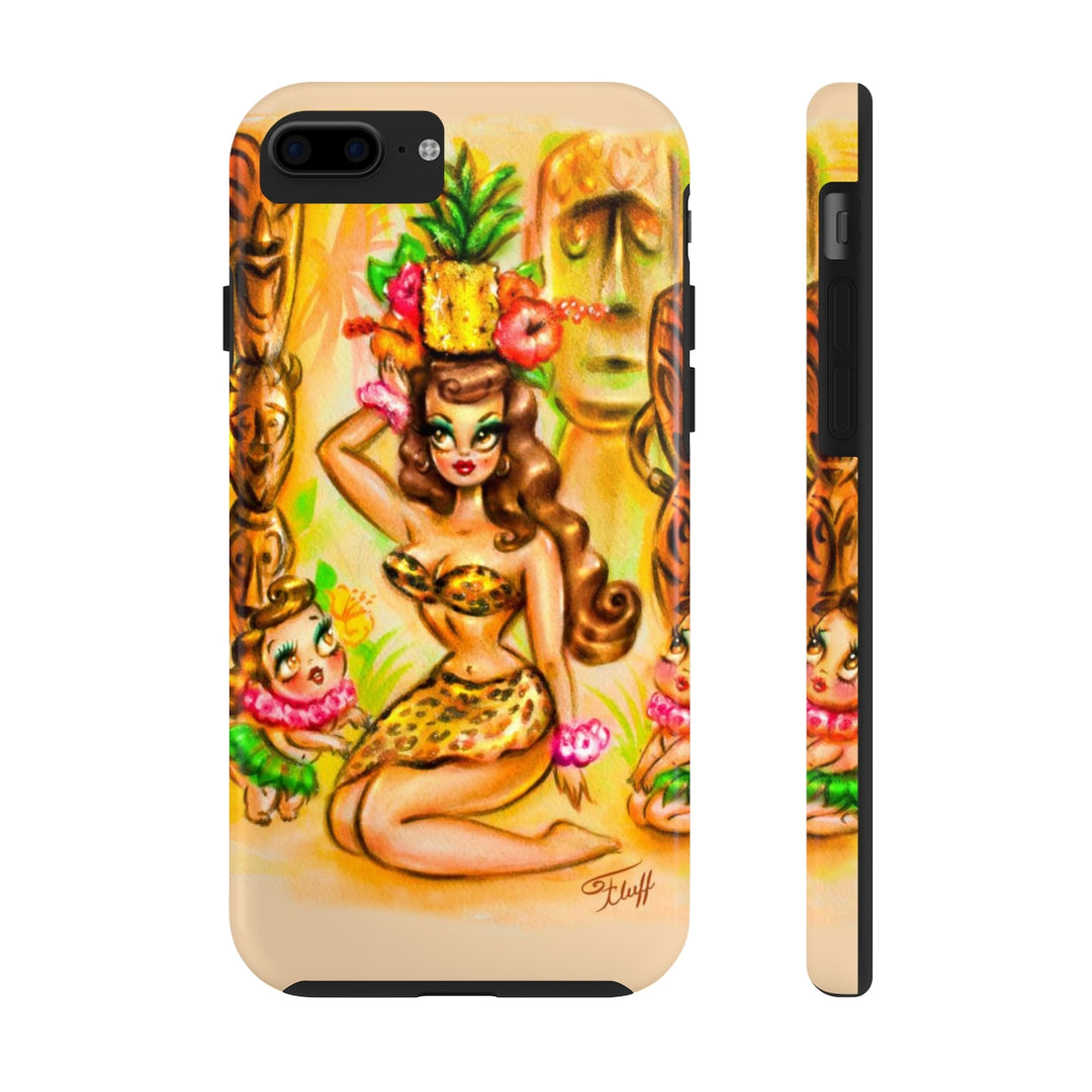 Pineapple Island Girl with Tikis • Phone Case