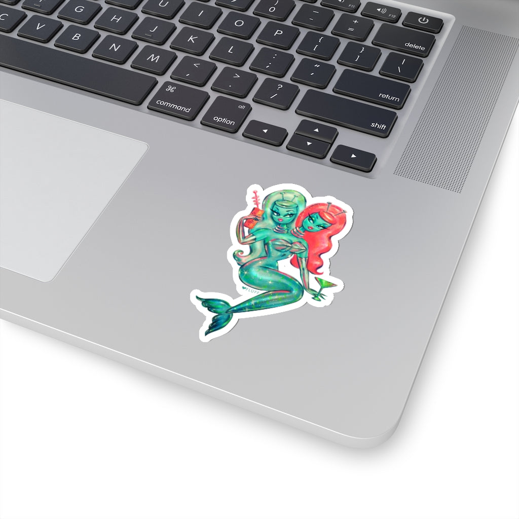 Two Headed Alien Mermaid • Kiss-Cut Sticker