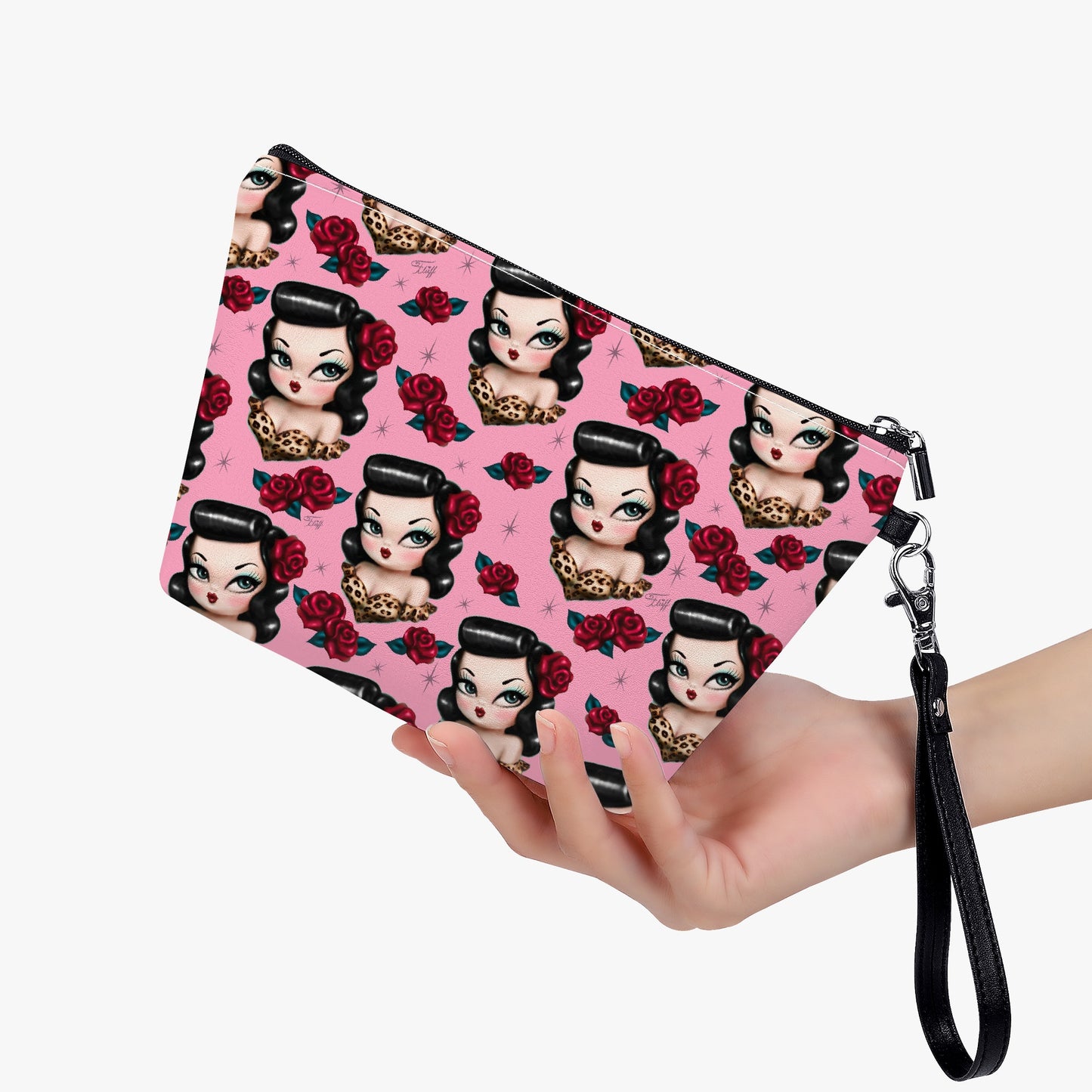 Rockabilly Baby Doll on Pink • Cosmetic Bag