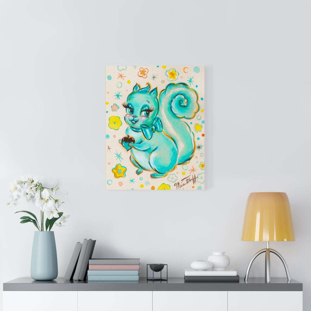 Cute Teal Squirrel • Canvas Gallery Wrap