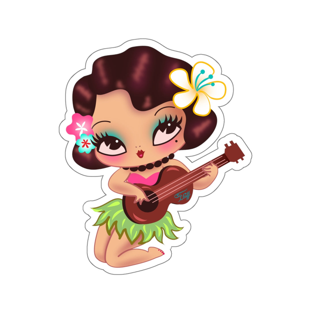 Hula Lulu Playing Ukelele • Kiss-Cut Sticker