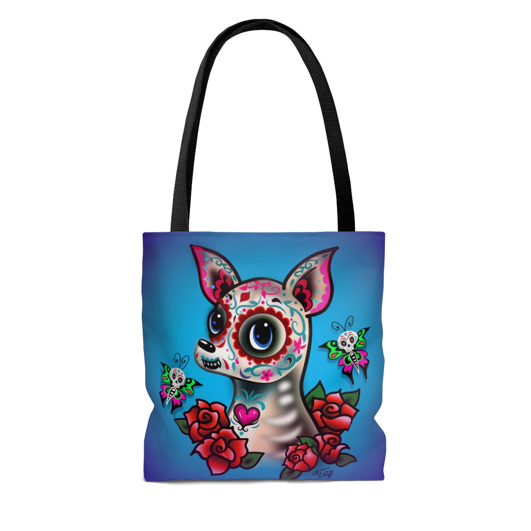 Sugar Skull Chihuahua Blue • Tote Bag