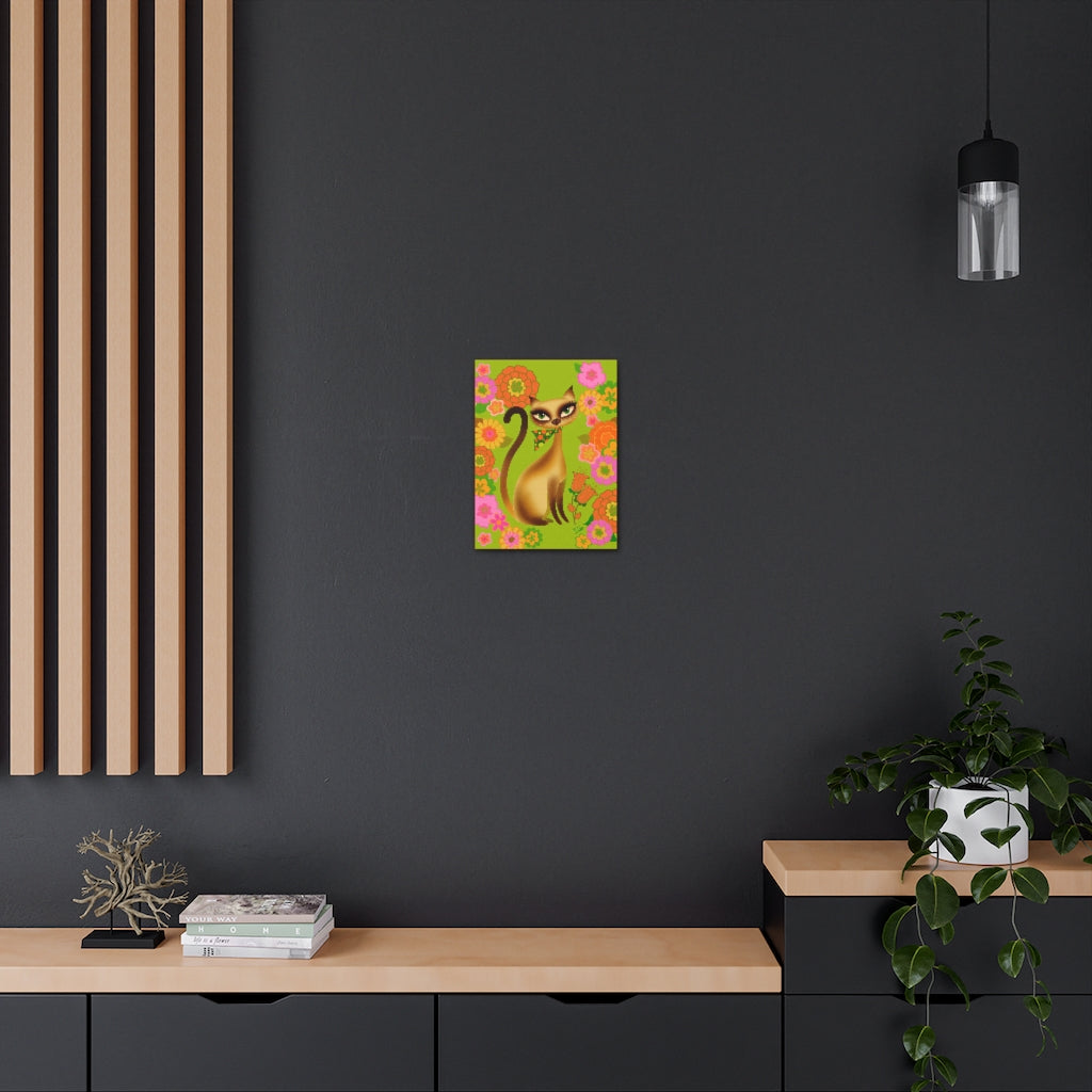 Siamese Mod Flower Kitty • Canvas Gallery Wrap