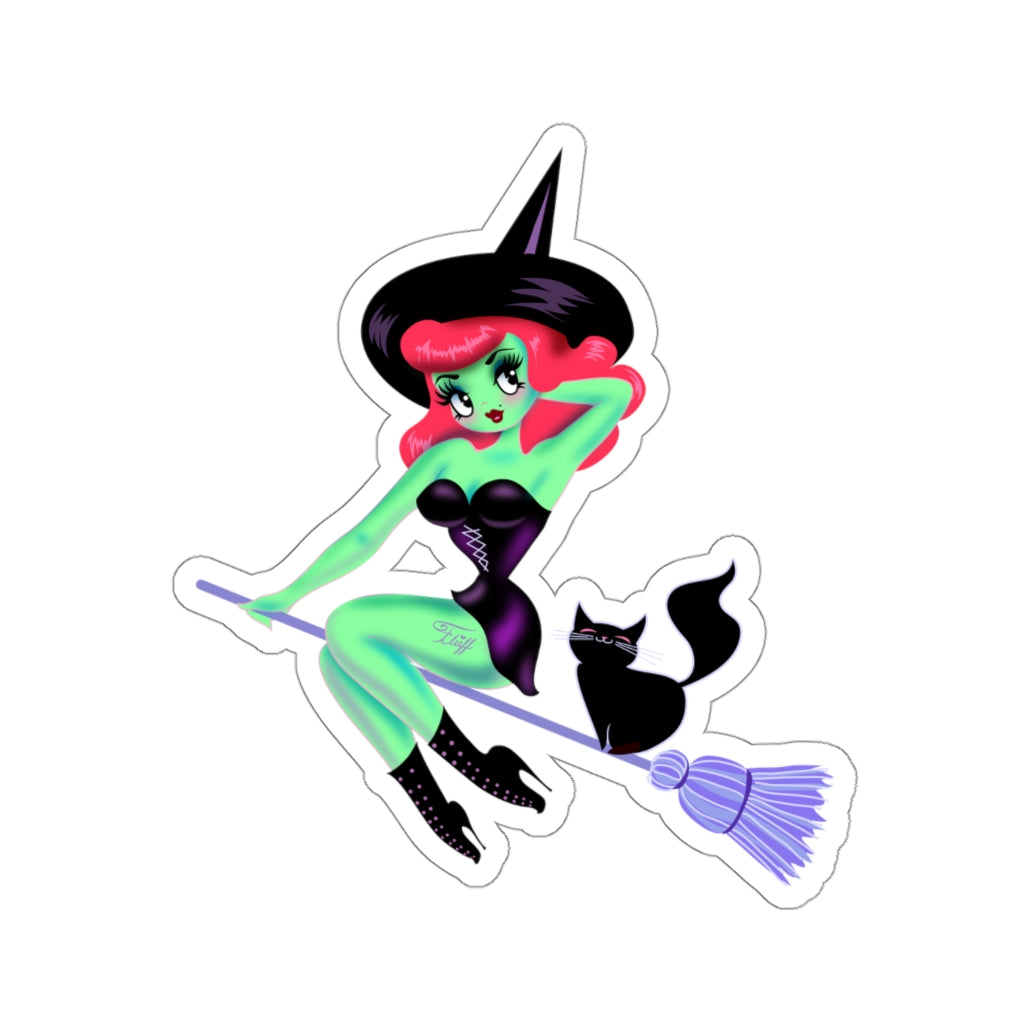 Cute Pinup Witch • Kiss-Cut Sticker