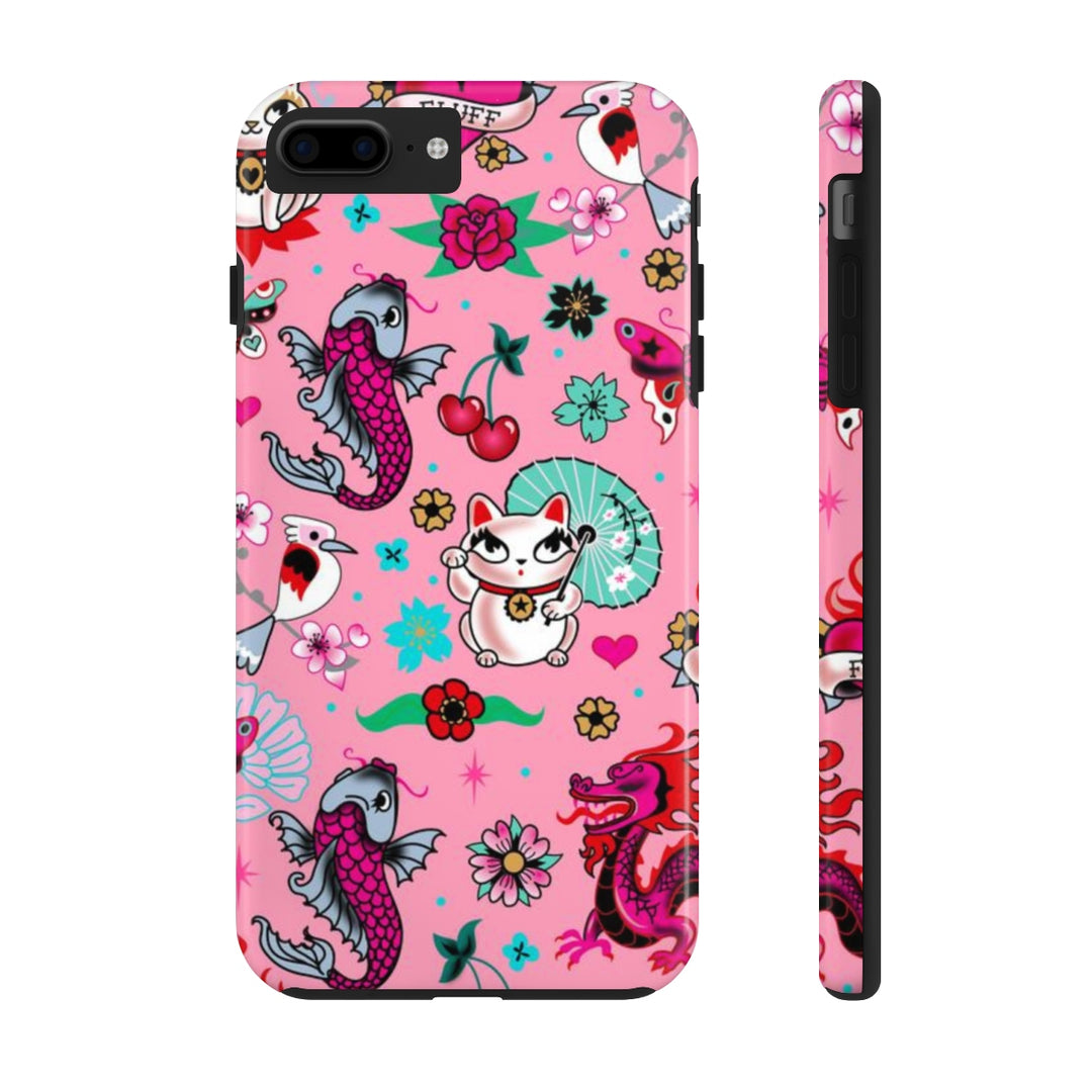 Lucky Kitty on Pink • Phone Case