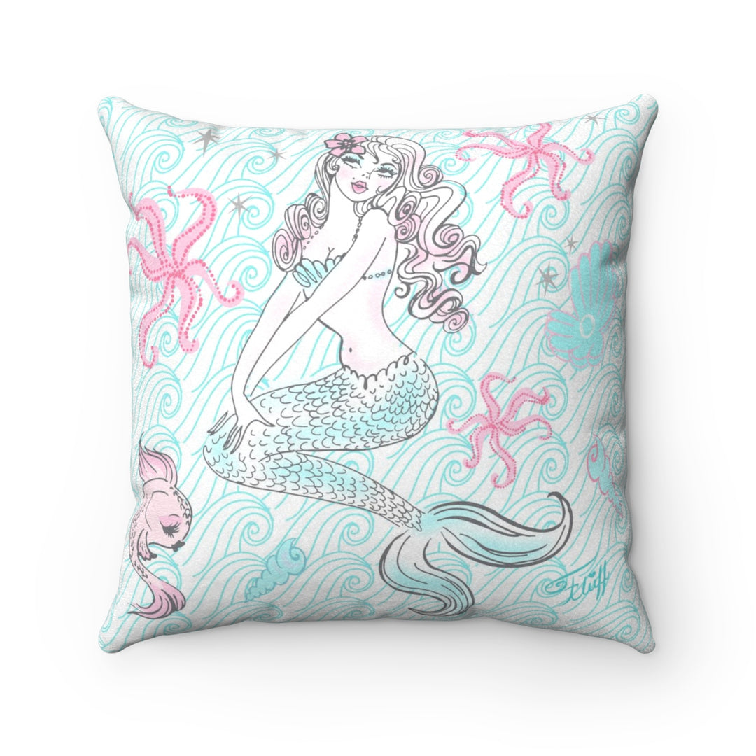 Pink Pearl Beach • Faux Suede Pillow