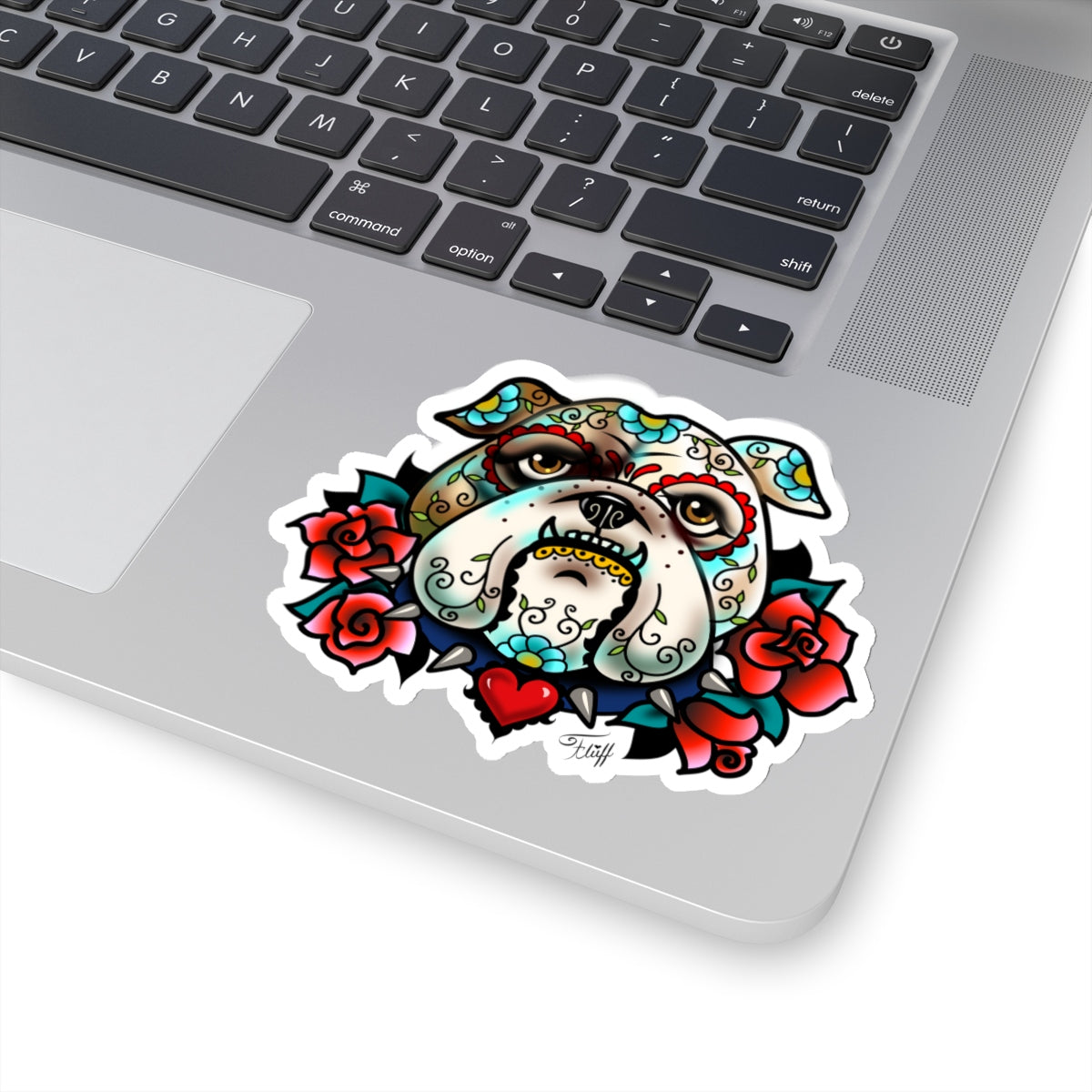 Sugar Skull Bulldog with Roses • Kiss-Cut Sticker