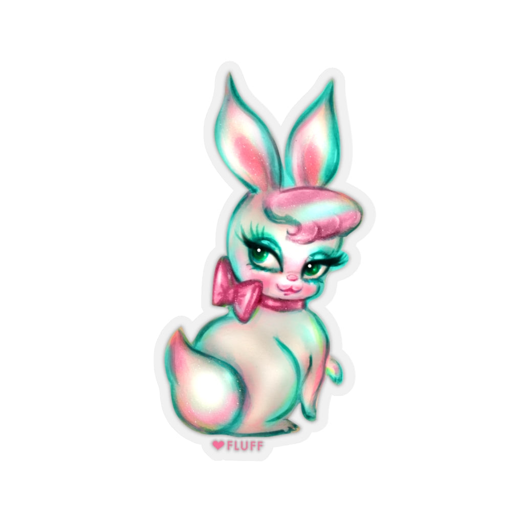 Bashful Bunny with Pink Bow • Kiss-Cut Sticker