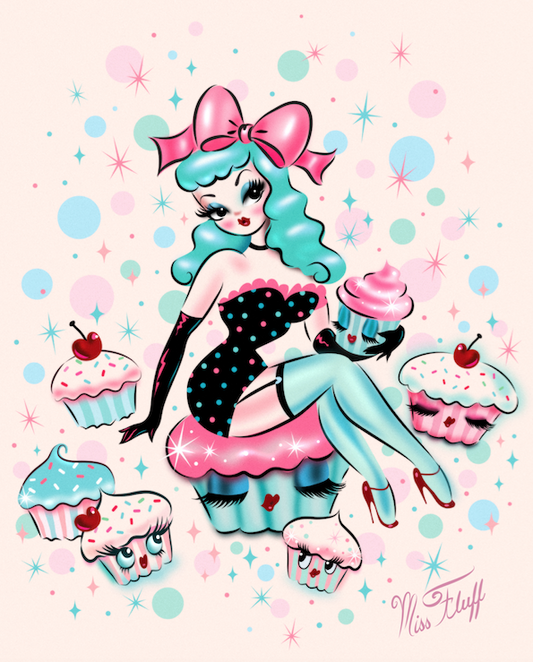 Cupcake Doll with Mint Hair • Art Print