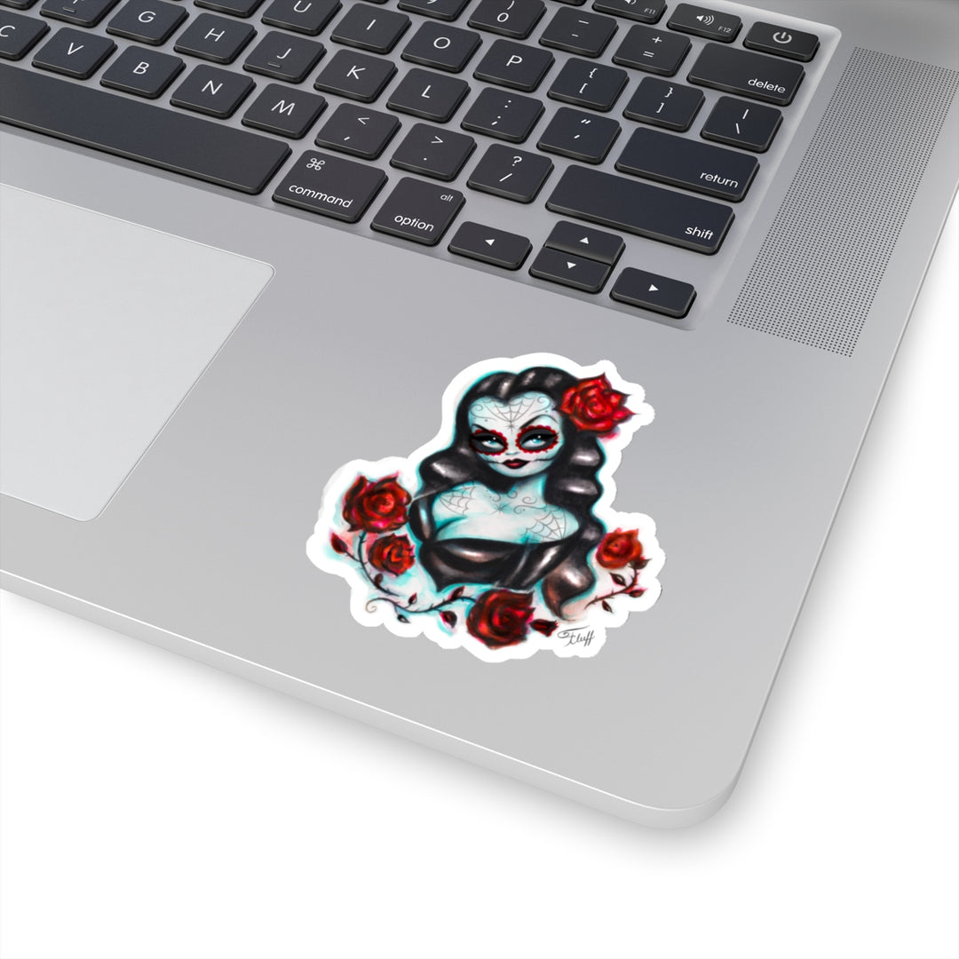 Vampire Vixen with Roses • Kiss-Cut Sticker