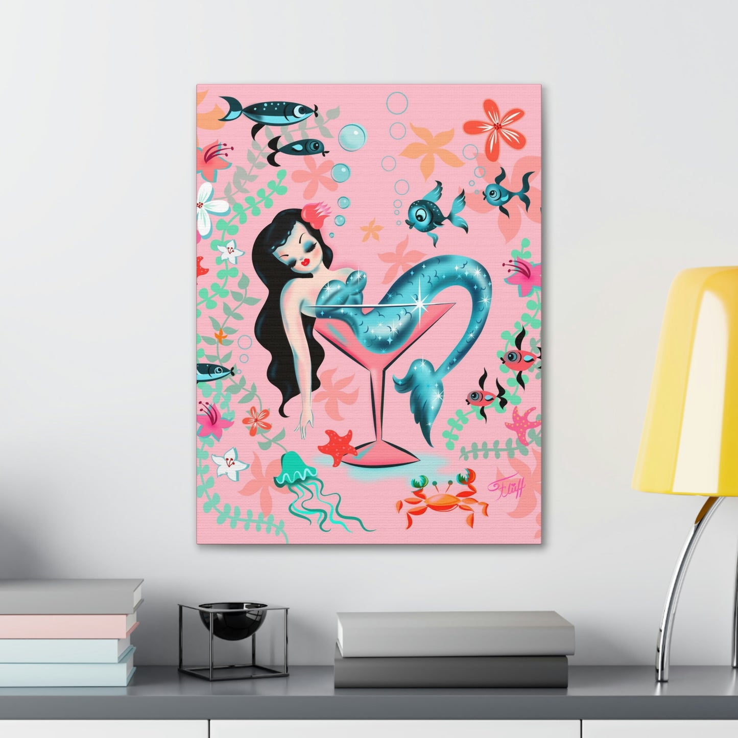 Tipsy Mermaid Peachy Pink • Canvas Gallery Wrap