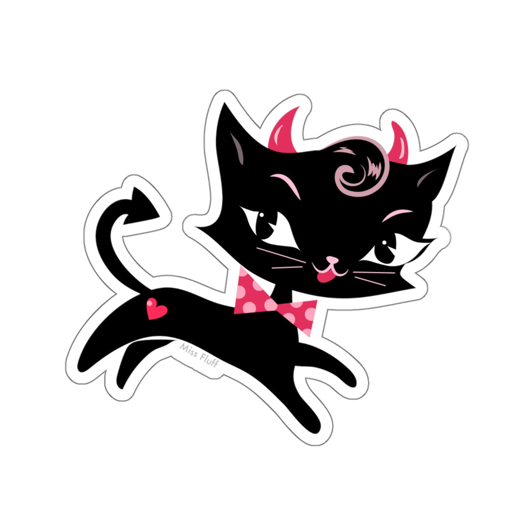 Black Cat Devil with Bow Tie • Kiss-Cut Sticker