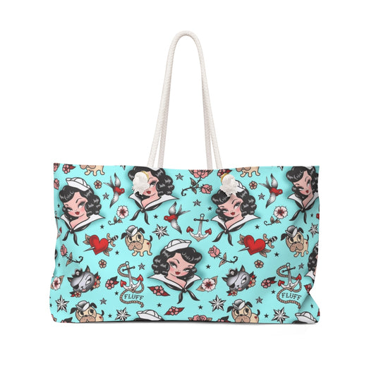 Suzy Sailor Girl on Light Blue  • Weekender Bag