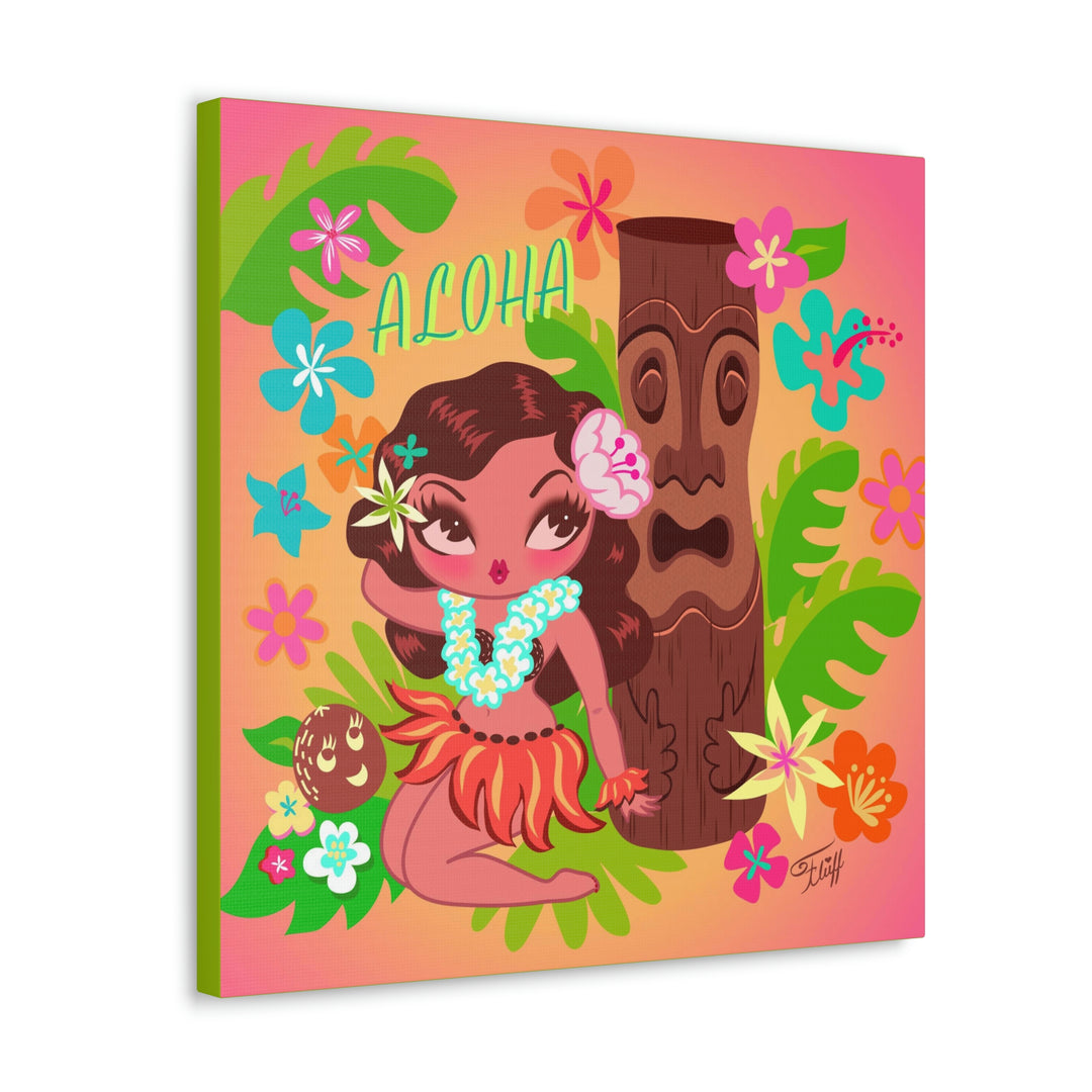 Hula Cutie with Tiki • Canvas Gallery Wrap