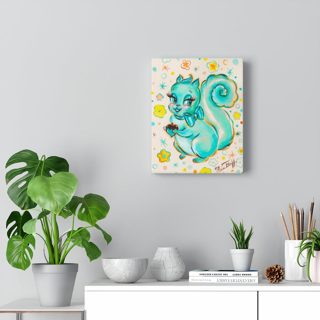 Cute Teal Squirrel • Canvas Gallery Wrap