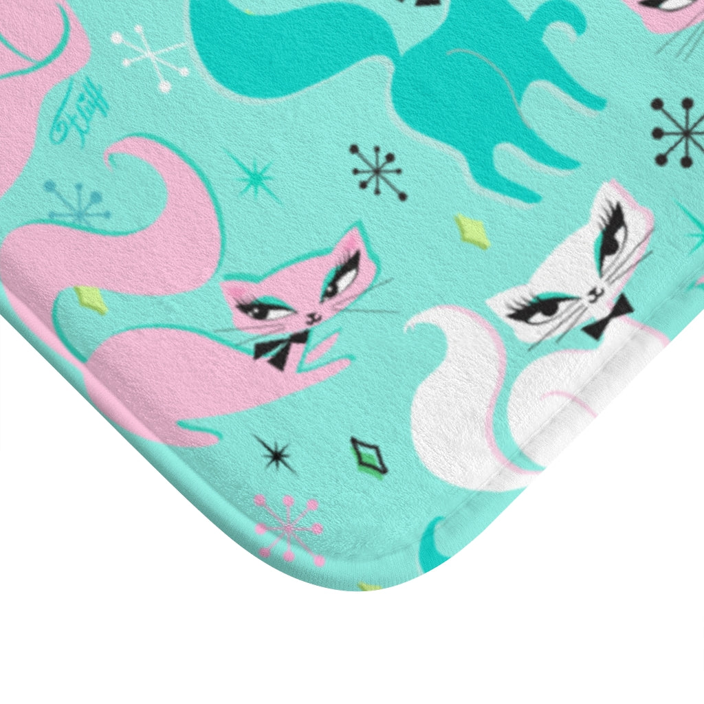 Swanky Kittens on Mint • Bath Mat